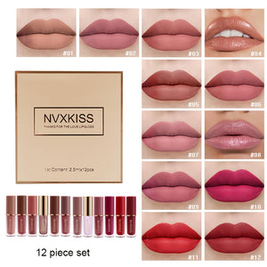 12pcs Multi-Color. Waterproof Liquid Lipstick. Matte & Gloss Set,