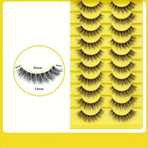 10 Pairs of Curled And Thick False Eyelashes, Light And Fluffy Eyelashes