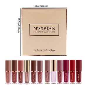 12pcs Multi-Color. Waterproof Liquid Lipstick. Matte & Gloss Set,