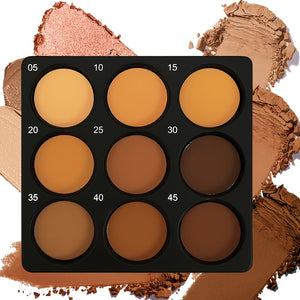 9-color dark bronze powder palette for contouring