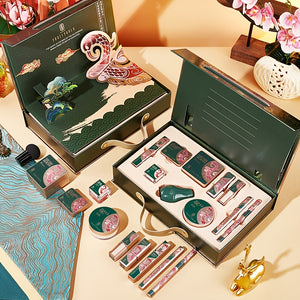 ANNIE MEIYU Beauty Makeup Set - Poetry & Phoenix Design, Natural Moisturizing Non-Sticky Skincare Kit with Plant Squalane