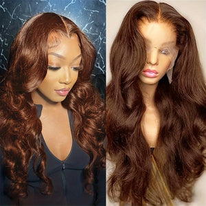 Chocolate Brown Lace Front Wig Human Hair Body Wave 13x6 HD Lace Front Wigs Human Hair 200 Density