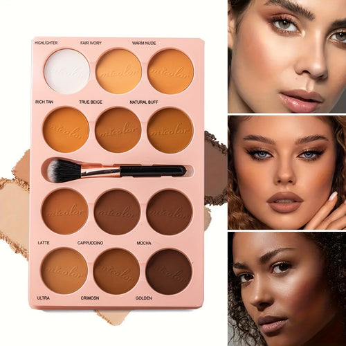 12 Colors Professional Contouring & Highlighting Disc - Waterproof.