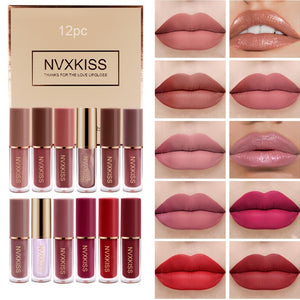 12pcs Multi-Color. Waterproof Liquid Lipstick. Matte & Gloss Set,