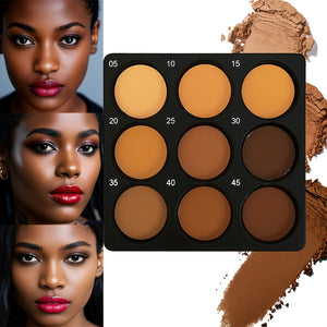 9-color dark bronze powder palette for contouring